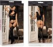 BODYSTOCKING TOP + POŃCZOCHY SEKSOWNY KOMBINEZON EKSPONUJĄCY POŚLADKI - 70171633 - 3