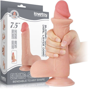 ULTRAREALISTYCZNE DILDO 19,5cm PENIS Z RUCHOMĄ SKÓRĄ I ODKRĘCANĄ PRZYSSAWKĄ CYBERSKÓRA - 51299444