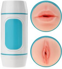 DYSKRETNY MASTURBATOR W TUBIE 2w1 DWUSTRONNY TUNEL ROZKOSZY SZTUCZNA POCHWA I USTA - 75211637
