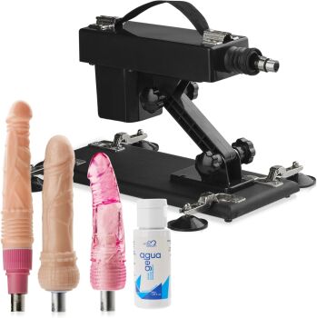 SEX MASZYNA - 420 RUCHÓW/MINUTĘ - MOCNY WIBRATOR POSUWISTY + ZESTAW TRZECH DILDO + ŻEL POSLIZGOWY - 78654367