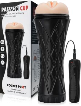 WIBRUJĄCA SZTUCZNA POCHWA WAGINA W TUBIE MASTURBATOR – 77373833