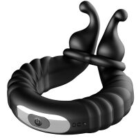 DUŻY ELEKTRYCZNY WIBRUJĄCY PIERŚCIEŃ NA PENISA COCK RING 10 FUNKCJI SEX RING - 78551425