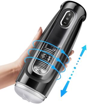 MASTURBATOR MĘSKI 3D TRYB POSUWISTY 160 PCHNIĘĆ NA MINUTĘ + RUCH OBROTOWY + SSANIE - 74638793