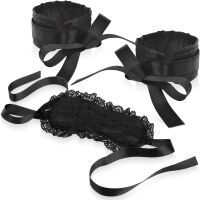 KORONKOWY ZESTAW BDSM - MASKA NA OCZY + ZESTAW OPASEK NA NADGARSTKI - 70622140
