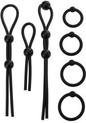 DUŻY ZESTAW EREKCYJNY 7 ELEMENTÓW - COCK RING, LASSO, PIERŚCIEŃ NA PENISA I JĄDRA - 78101329