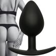 WIBRUJĄCY KOREK ANALNY SILIKONOWY ANAL PLUG SEX WTYCZKA Z RĄCZKĄ I METALOWĄ KULKĄ - 82545266 - 5