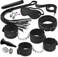ZESTAW BDSM Z WIBRATOREM I KORKAMI ANALNYMI - GADŻETY DO CHŁOSTY I KRĘPOWANIA  - 76697714