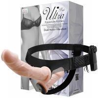 STRAP ON WIBRUJĄCY PODWÓJNY PENIS DILDO PROTEZA NA PASKU WIBRATOR DAMSKI DLA PAR - 76618839