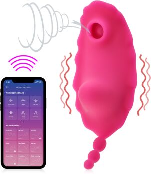 SSĄCO-WIBRUJĄCY MASAŻER DO MAJTEK WIBRATOR STEROWANY APLIKACJĄ 9 FUNKCJI - 70095280