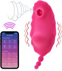 SSĄCO-WIBRUJĄCY MASAŻER DO MAJTEK WIBRATOR STEROWANY APLIKACJĄ 9 FUNKCJI - 70095280