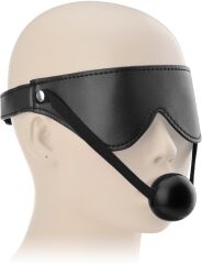OPASKA NA OCZY + KNEBEL Z KULKĄ MASKA BDSM DO KNEBLOWANIA 2w1 - 70876164