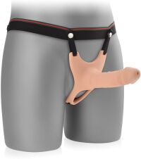 PUSTA PROTEZA POWIĘKSZAJĄCA PENISA O 5 CM STRAP-ON DILDO Z UJŚCIEM I PIERŚCIENIEM NA JĄDRA - 79725353