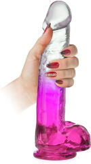 DWUKOLOROWE DILDO 24 cm ŻELOWY SZTUCZNY PENIS NA MOCNEJ PRZYSSAWCE - 73974127