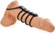 RINGI EREKCYJNE NA PENISA I JĄDRA POŁĄCZONE SKÓRZANYM PASEM - PENIS W NIEWOLI BDSM - 79051281 - 2