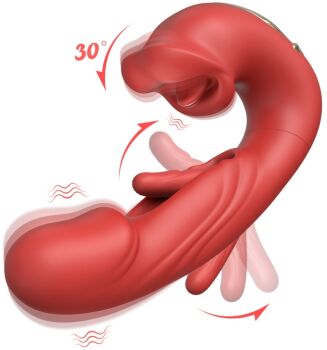 WIBRATOR DAMSKI 3W1 USTA Z TRZEPOCZĄCYM JĘZYKIEM EKSKLUZYWNY MASAŻER - 78761889