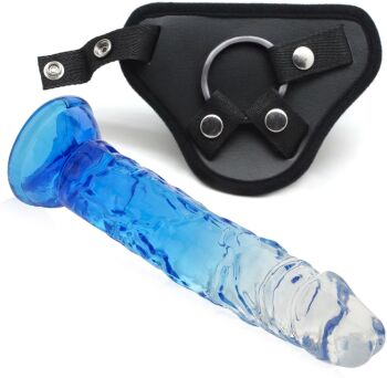 STRAP-ON ŻELOWY PENIS SEX DILDO ANALNE I WAGINALNE DLA PAR GADŻET EROTYCZNY - 76617889