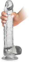 DUŻY PENIS 29 cm NA MOCNEJ PRZYSSAWCE REALISTYCZNE DILDO Z JĄDRAMI - 79072768