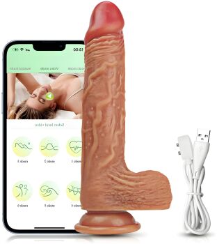 REALISTYCZNY WIBRATOR DAMSKI PENIS Z RUCHEM POSUWISTYM PODGRZEWANY 39stC APLIKACJE APP SMARTFON - 76578902