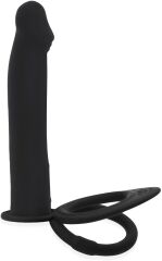 SZTUCZNE DILDO Z PIERŚCIENIEM RINGIEM NA PENISA I JĄDRA DO STYMULACJI ANALNEJ STRAP-ON - 67643155