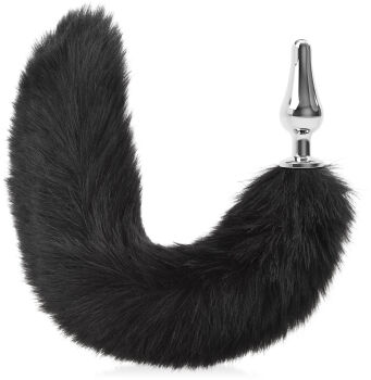 PUCHATA DŁUGA 49 CM LISIA KITA ZE SMUKŁYM, METALOWYM KORKIEM ANALNYM - PLUG DO ANUSA - 74051276