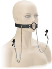 OTWARTY KNEBEL Z KLAMRAMI NA SUTKI - BDSM - 78710138