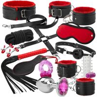 ZESTAW BDSM KAJDANKI BAT KNEBEL KOREK ANALNY RING NAKŁADKA OBROŻA SMYCZ.. - 76556787