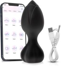 WIBRUJĄCY KOREK ANALNY 12 FUNKCJI ZDALNIE STEROWANY APLIKACJĄ ANAL PLUG BUTT PLUG - 76788110