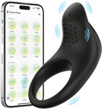 WIBRUJĄCY PIERŚCIEŃ EREKCYJNY NA PENISA Z MASAŻEREM ŁECHTACZKI 9 FUNKCJI SMARTFON APP - 78766678