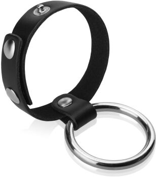 STALOWY PIERŚCIEŃ NA PENISA I SKÓRZANY RING NA JĄDRA - 74325957
