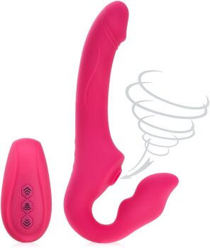 SSĄCY STRAP-ON WIBRUJĄCE DILDO SAMONOŚNE DLA LESBIJEK STEROWANE PILOTEM - 78425877