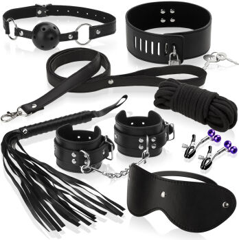 SKÓRZANY ZESTAW BDSM - MEGA DUŻY - BONDAGE KIT SSD 6010080