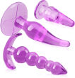 DUŻY ZESTAW 6szt. DO PIESZCZOT ODBYTU KOREK ANALNY ŻELOWY PLUG Z UCHWYTEM - 70908588 - 3