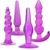 ZESTAW 4 SZT. ŻELOWY KOREK ANALNY RÓŻNE WIELKOŚCI DILDO ANAL PLUG MEGA DOZNANIA - 75631116