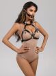 ZESTAW BDSM - OTWARTY KNEBEL ZACISKI KLAMRY NA SUTKI UPRZĄŻ SKÓRZANY STANIK OBROŻA - 7865468 - 9