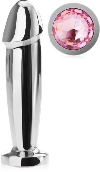 STALOWY KOREK ANALNY PENIS DILDO ANAL PLUG Z KRYSZTAŁEM - 72714987