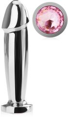 STALOWY KOREK ANALNY PENIS DILDO ANAL PLUG Z KRYSZTAŁEM - 72714987