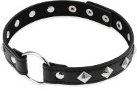 SEKSOWNY CHOKER OBROŻA BDSM Z ĆWIEKAMI SKÓRA EKOLOGICZNA - 77170295