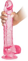 DUŻY PENIS 29 cm NA MOCNEJ PRZYSSAWCE REALISTYCZNE DILDO Z JĄDRAMI - 72186174