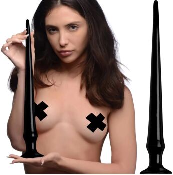 ELASTYCZNE DILDO Z PRZYSSAWKĄ 34,5cm PENIS DO ANUSA I POCHWY KOREK PLUG SONDA ANALNO POCHWOWA - 78975876
