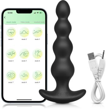KULKOWA SONDA ANLANA KOREK PLUG SEX ANAL 9 FUNKCJI STEROWANY APLIKACJĄ - 87626719