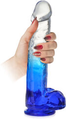 DWUKOLOROWE DILDO 24 cm ŻELOWY SZTUCZNY PENIS NA MOCNEJ PRZYSSAWCE - 76606447