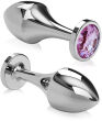 METALOWY KOREK ANALNY Z OZDOBNYM KRYSZTAŁEM PLUG DO ANUSA STAL NIERDZEWNA - 78654671 - 4