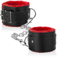 SKÓRZANE KAJDANKI NA RĘCE Z FUTERKIEM ELEGANCKIE OPASKI REGULOWANE Z ŁAŃCUCHEM – 98506178
