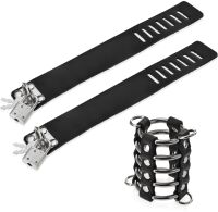 KLATKA NA PENISA Z KAJDANKAMI BDSM STALOWE PIERŚCIENIE + KAJDANY Z KŁÓDKĄ - 72995358