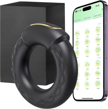 DUŻY WIBRACYJNY PIERŚCIEŃ RING EREKCYJNY NA PENISA - STAROWANY SMARTFONEM - 76990757