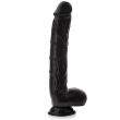 Super długi penis potężne dildo czarne z jądrami 25 cm - 70988655 - 2