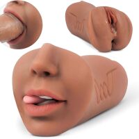 MASTURBATOR DLA MĘŻCZYZN 3W1 SZTUCZNA POCHWA USTA ANUS MĘSKI 19cm ANAL 600g - 78777546