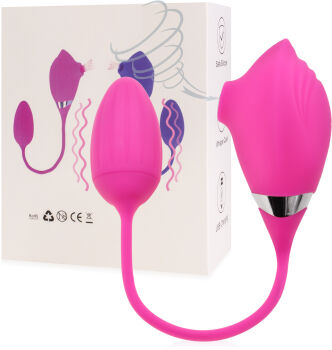 DWUSILNIKOWY MASTURBATOR 2w1 SSĄCY MASAŻER ŁECHTACZKI + WIBRUJĄCE JAJKO - 100 OPCJI PIESZCZOT - 72099747