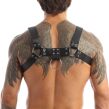 WZMACNIANA UPRZĄŻ MĘSKA NA KLATKĘ Z NAPAM MĘSKI HARNESS PASY SZELKI SEX BDSM FETYSZ - 76765433 - 2