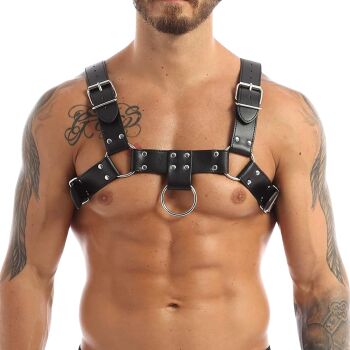 WZMACNIANA UPRZĄŻ MĘSKA NA KLATKĘ Z NAPAM MĘSKI HARNESS PASY SZELKI SEX BDSM FETYSZ - 76765433